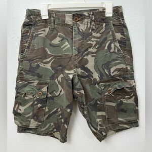 American Eagle Cargo Shorts 30 Military Woodland Camouflage Longer Length Men's